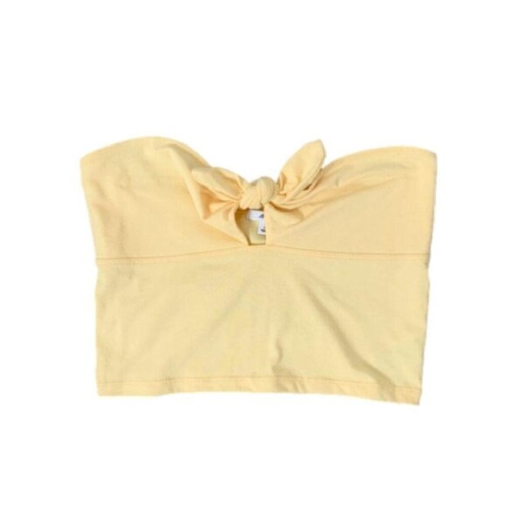 Y2k style Women's Tube Top Bandeau Strapless Yellow Bow tie Cropped Boho Hippie